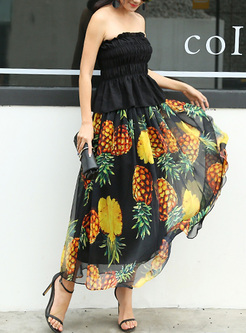 Fashion Pineapple Print A Line Skirt