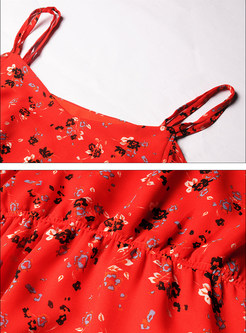 Red Slash Neck Beach Slip Dress
