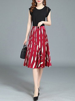 Brief Hit Color A Line Skirt