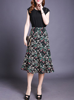 Chiffon Floral Print Full Skirt