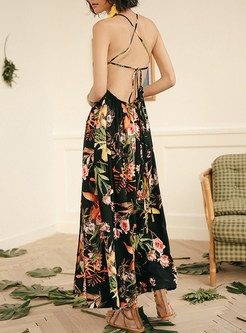 Stylish Flower Embroidery See Through Look Maxi Dress | Ezpopsy.com