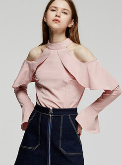 Sexy Off Shoulder Flare Sleeve Blouse