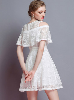 White Off The Shoulder A Line Dress