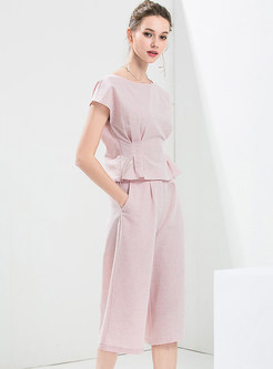 Pink Work Splicing Two-piece Outfits