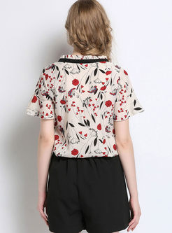 Sweet Floral Print Tied Plus Size Top