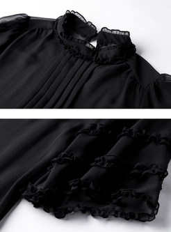 Stylish Splicing Falbala Asymmetric Dress