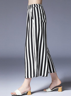 Casual Vertical Striped Wide Leg Pants