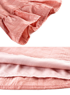 Pink Fashion Ruffle Sleeve Shift Dress