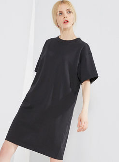 Black Casual Cotton T-shirt Dress