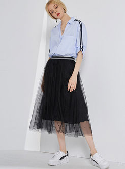 Street Black All-match Long Gauze Skirt