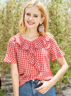 Red Plaid Stringy Selvedge Blouse