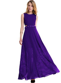 Deep Purple Sleeveless Slim Prom Dress