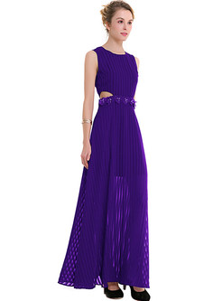 Deep Purple Sleeveless Slim Prom Dress