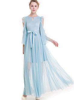 Sweet Flare Sleeve Lace Prom Dress