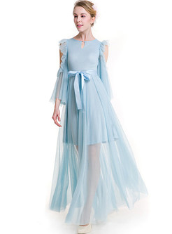 Sweet Flare Sleeve Lace Prom Dress