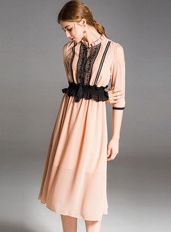 Pink Stringy Selvedge Midi Dress