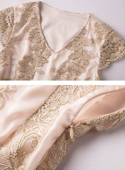Elegant Lace Embroidery Slim Formal Dress