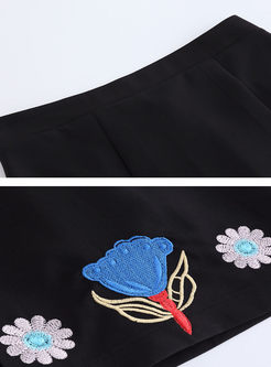 Fashion Floral Embroidery All-match Skirt 