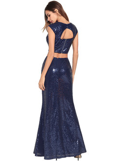 Elegant Sequined Mermaid Prom Two-piece Outfits