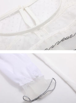 White Stylish Gauze Stitching All-match Blouse 