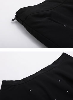 Black Chiffon Beaded A Line Mini Skirt 