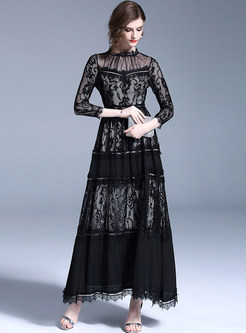 Black See Through Lace Prom Dress