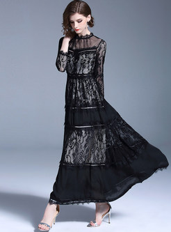Black See Through Lace Prom Dress