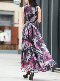 Fashion Multi-color Sleeveless Chiffon Dress