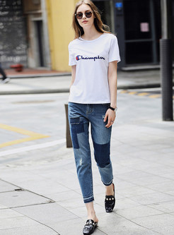 Fashion Letter Design Loose T-shirt