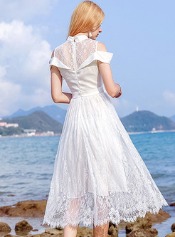 White Elegant Transparent Lace Dress