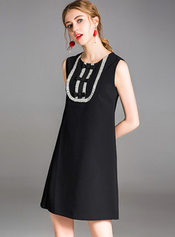 Black Stringy Selvedge Fashion Shift Dress