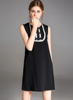 Black Stringy Selvedge Fashion Shift Dress