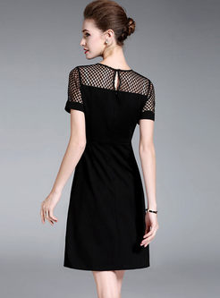Brief Lace Stitching Skater Dress