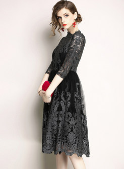 Elegant Gauze Embroidery Prom Dress