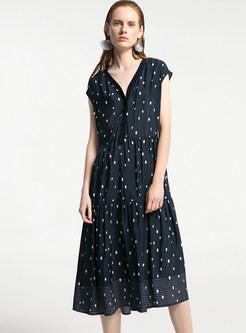 Stylish Dot Print Midi Dress