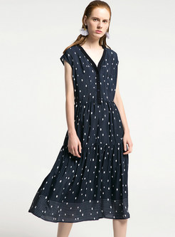 Stylish Dot Print Midi Dress