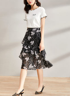 Street Chiffon Floral Print Skirt