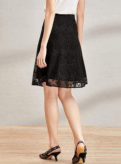 Black Lace Hollow Out Tied Skirt