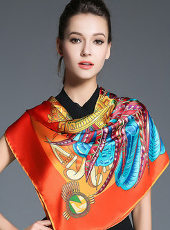 Stylish Print Multi-color Silk Scarf