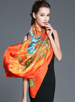 Ethnic Silk Multi-color Print Scarf