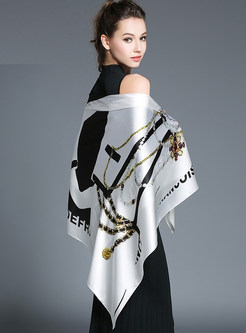 Stylish Letter Print Contrast Color Scarf