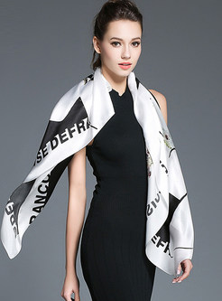 Stylish Letter Print Contrast Color Scarf