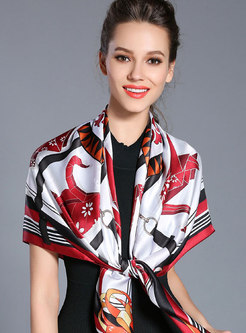 Red Ethnic Pattern Print Scarf