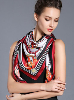 Red Ethnic Pattern Print Scarf
