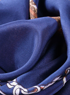Ethnic Blue Silk Printing Scarf