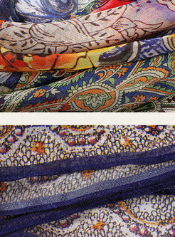 Multi-color Floral Print Silk Scarf
