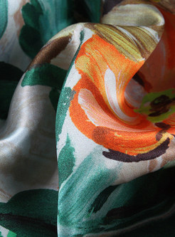Ethnic Flower Print Silk Scarf