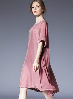 Fashion Pink Stitching Plus Size Dress