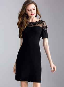 Perspective Embroidery Slim Bodycon Dress