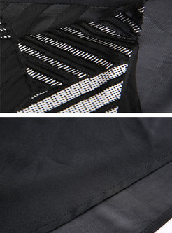 Black Striped Plus Size Shift Dress